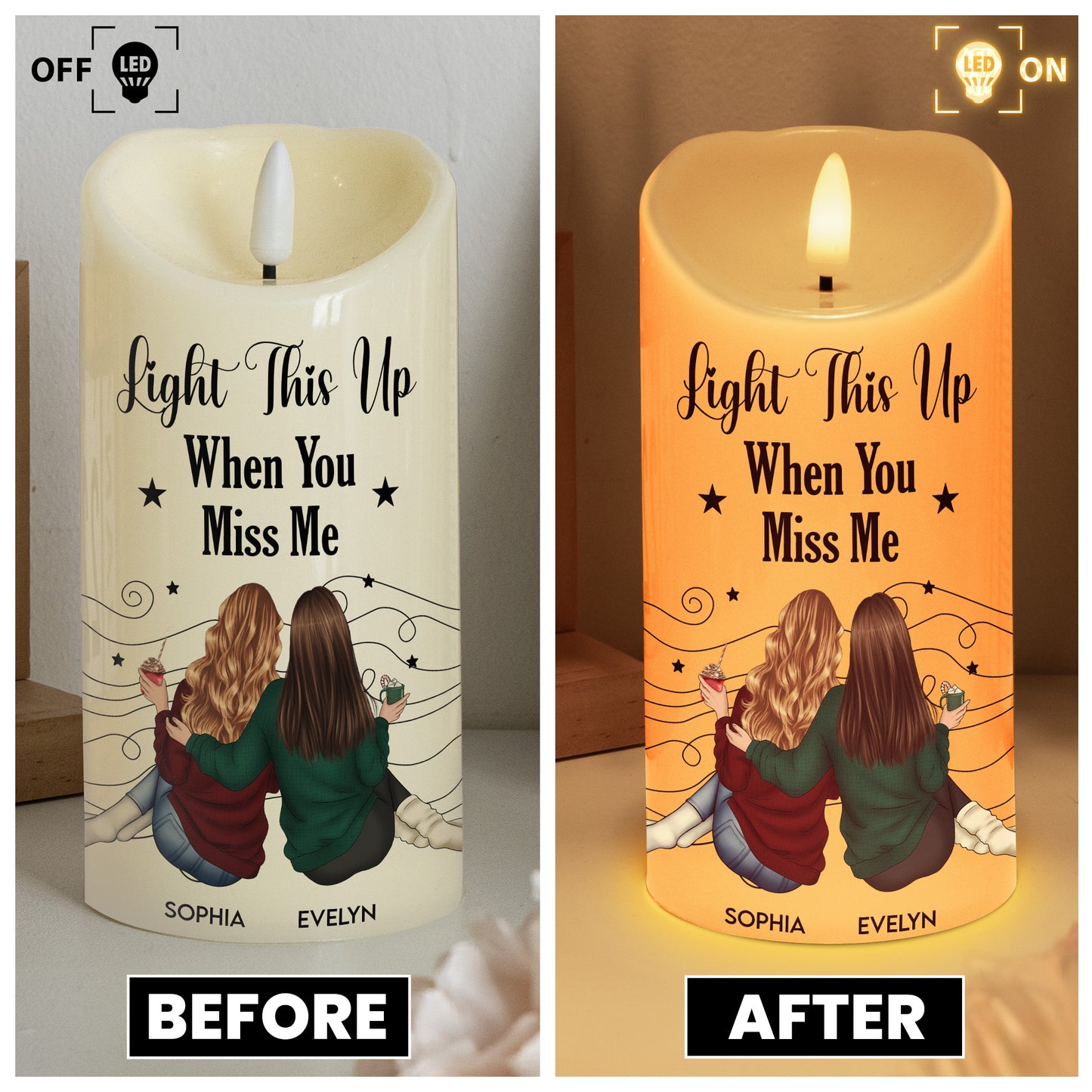 Friends Like Star - Thank You Gifts For Friends, Sisters - Personalized LED Candle