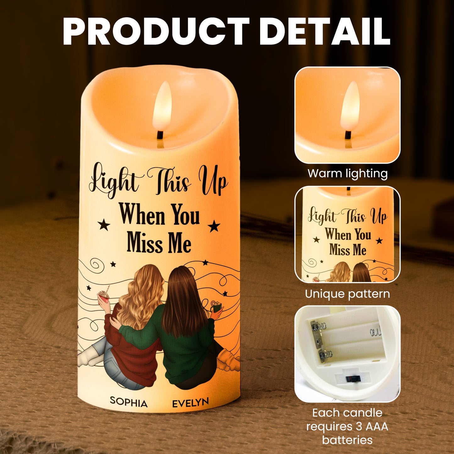 Friends Like Star - Thank You Gifts For Friends, Sisters - Personalized LED Candle