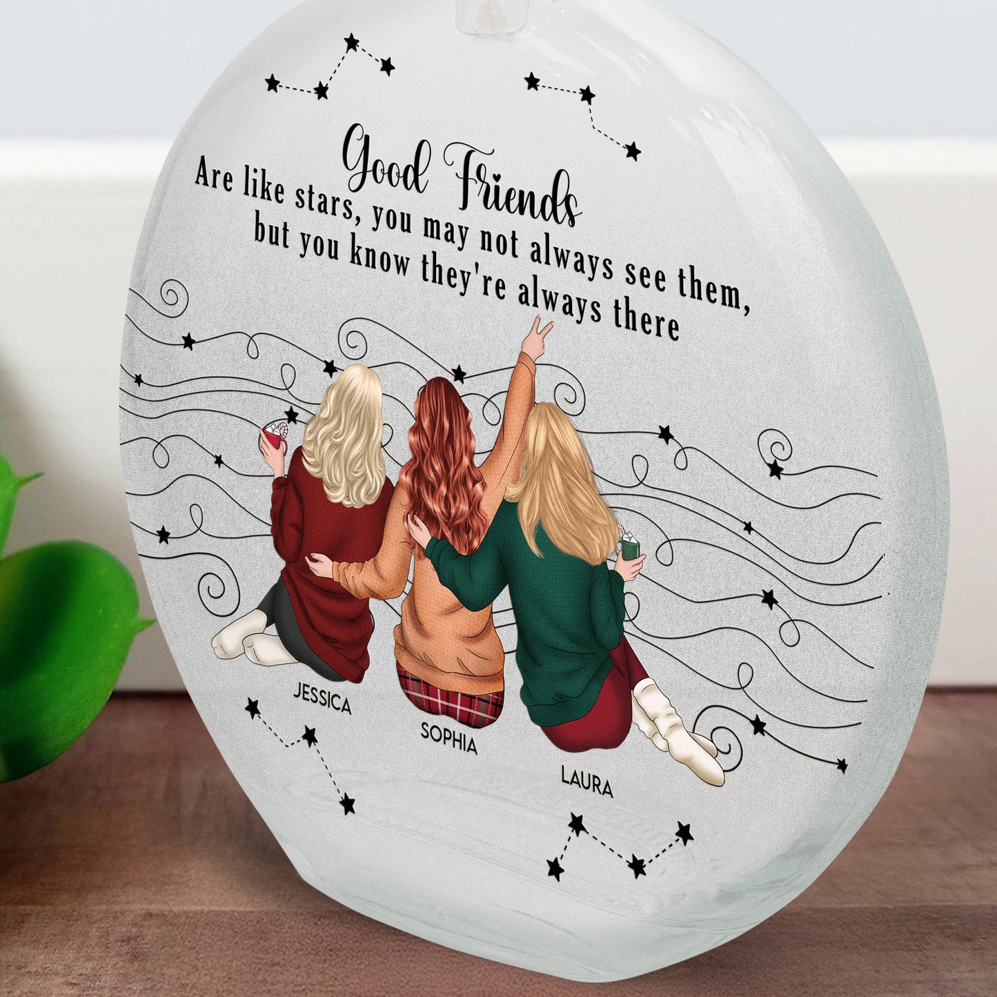 Friends Like Star - Thank You Gifts For Friends, Sisters - Personalized Round Flat Bottle Light