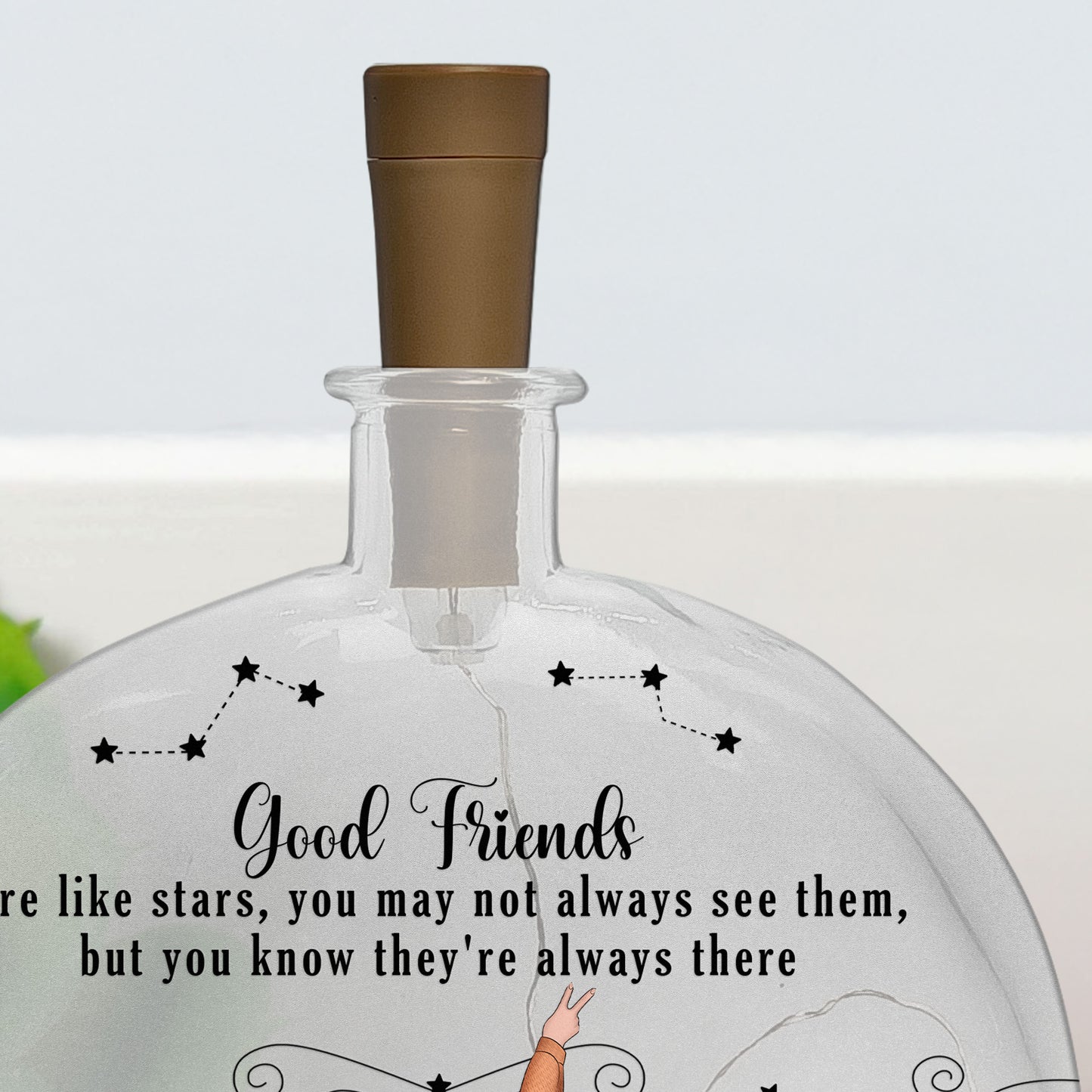 Friends Like Star - Thank You Gifts For Friends, Sisters - Personalized Round Flat Bottle Light