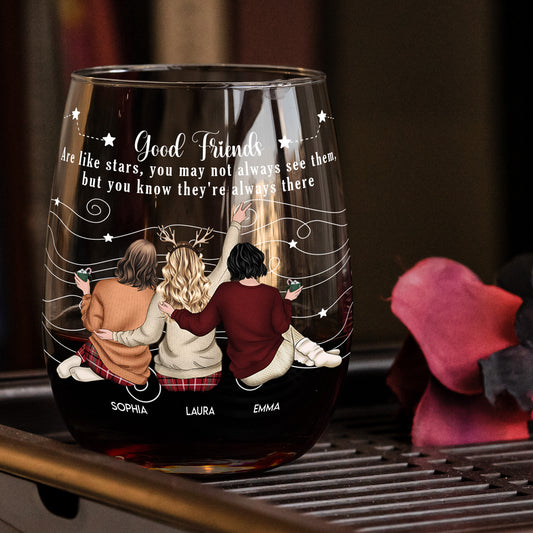 Friends Like Star - Thank You Gifts For Friends, Sisters - Personalized Stemless Wine Glass