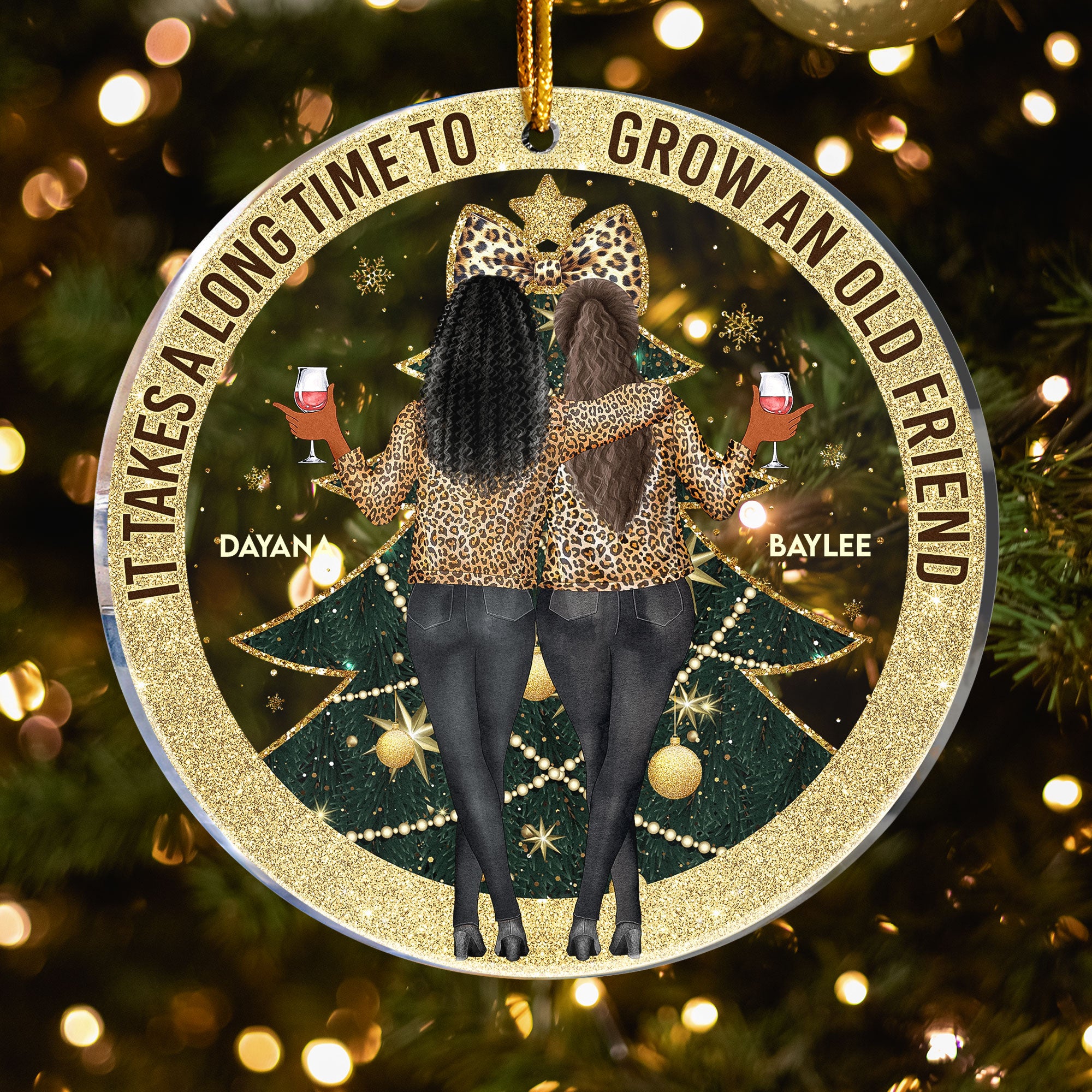 Friends Sisters Together - Personalized Acrylic Ornament - Gift For Friend
