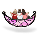 Friends, Sisters Sitting On The Moon - Personalized Window Hanging Suncatcher Ornament - Gifts For Women - Gift For Friend