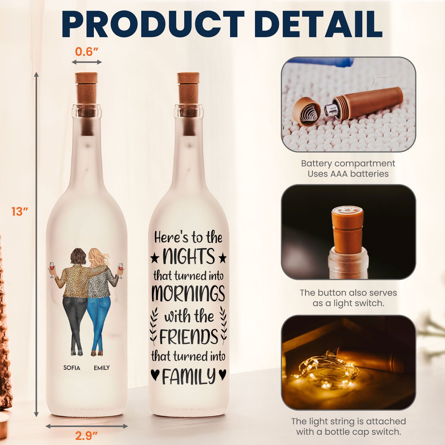 Friends That Turned Into Family - Personalized Bottle Lamp