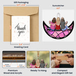 Friends, Sisters Sitting On The Moon - Personalized Suncatcher With Card