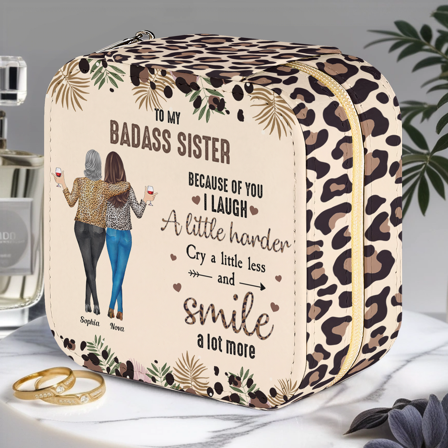 Friendship Because Of You I Laugh A Little Harder - Personalized Jewelry Box