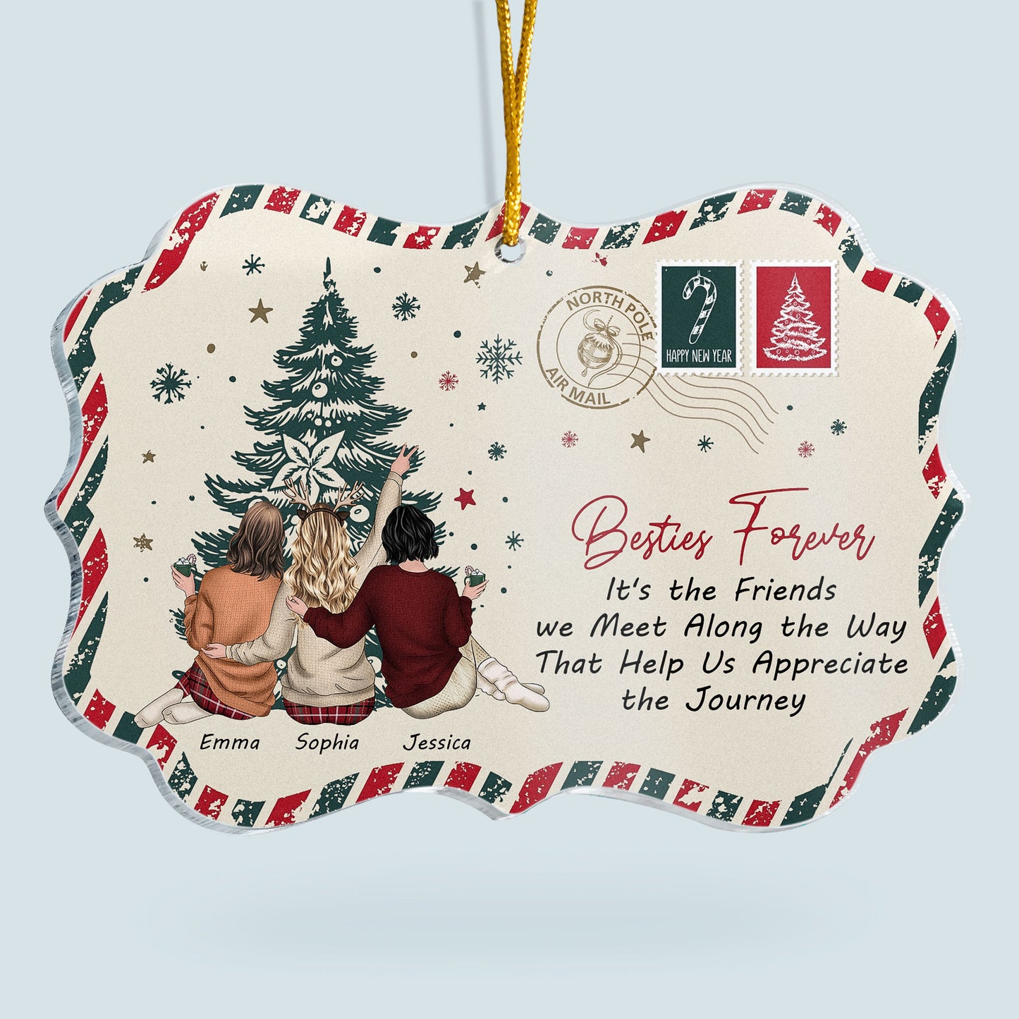 Friendship Christmas Mail Postcard - Thank You Gifts - Personalized Acrylic Ornament