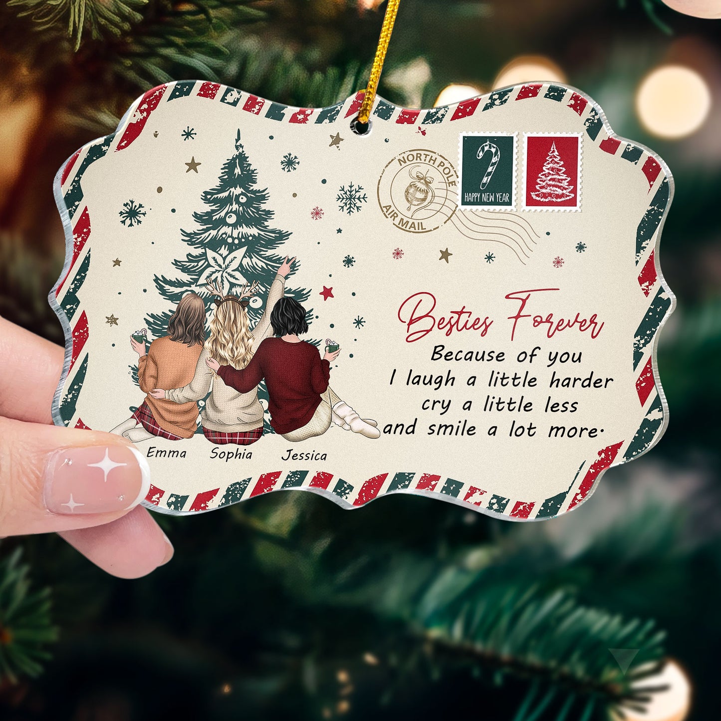 Friendship Christmas Mail Postcard - Thank You Gifts - Personalized Acrylic Ornament