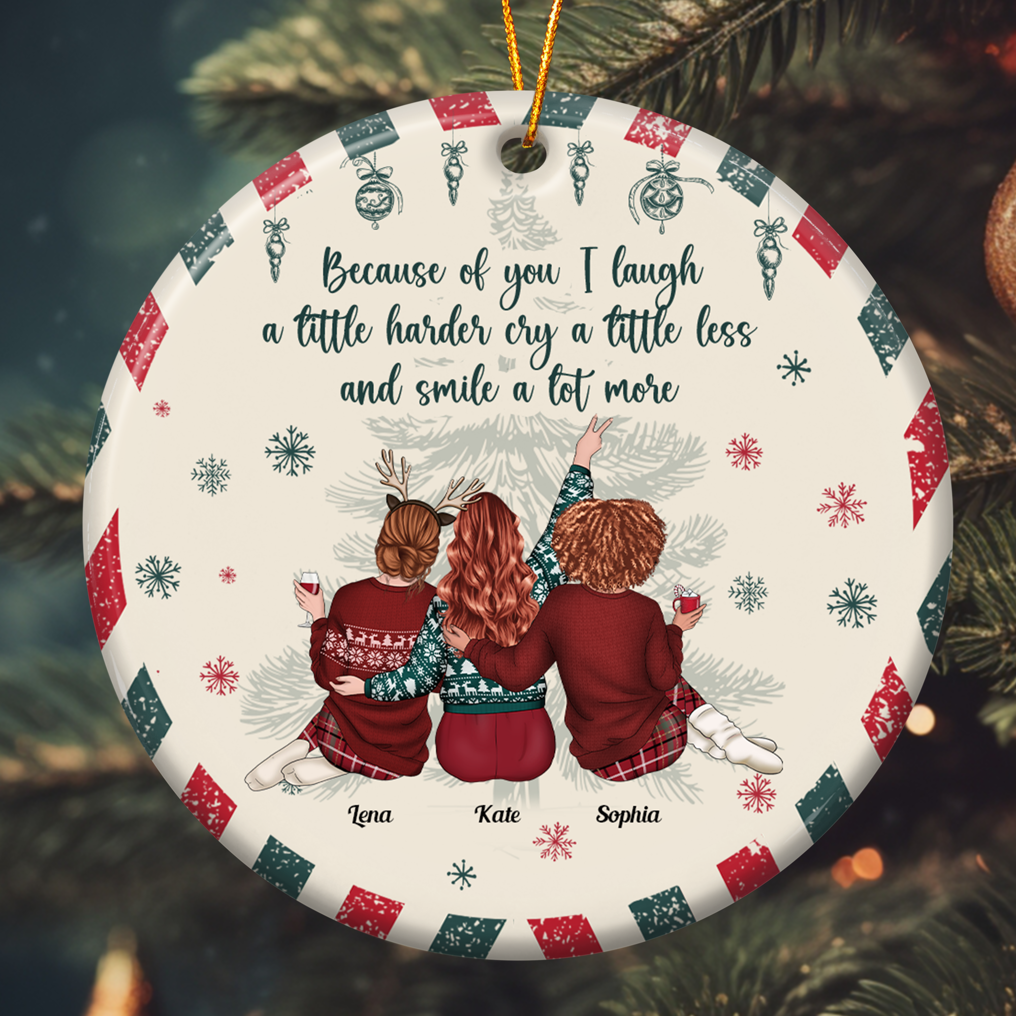 Friendship Christmas Thank You Gift - Gifts For Besties, Sisters - Personalized Ceramic Ornament