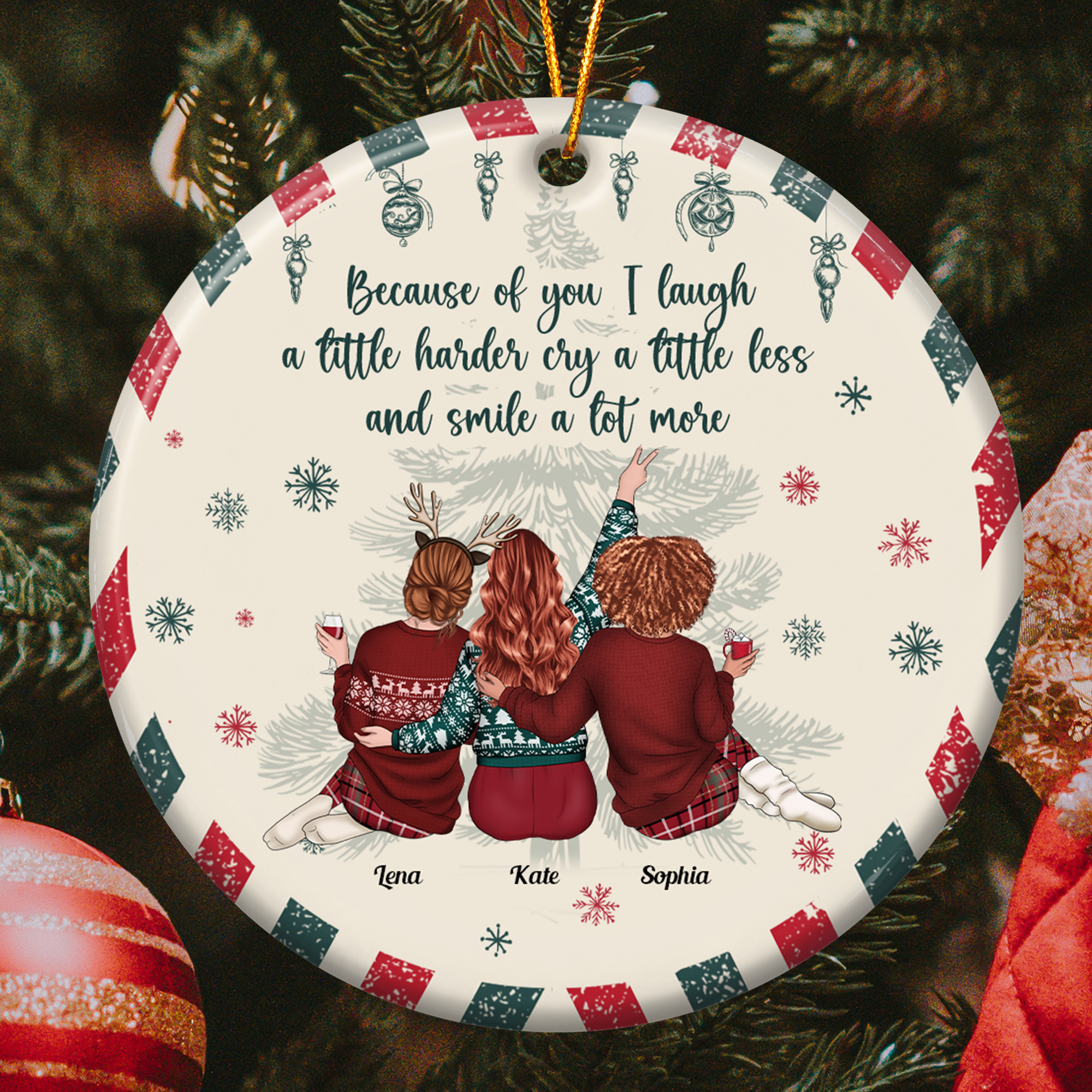 Friendship Christmas Thank You Gift - Gifts For Besties, Sisters - Personalized Ceramic Ornament