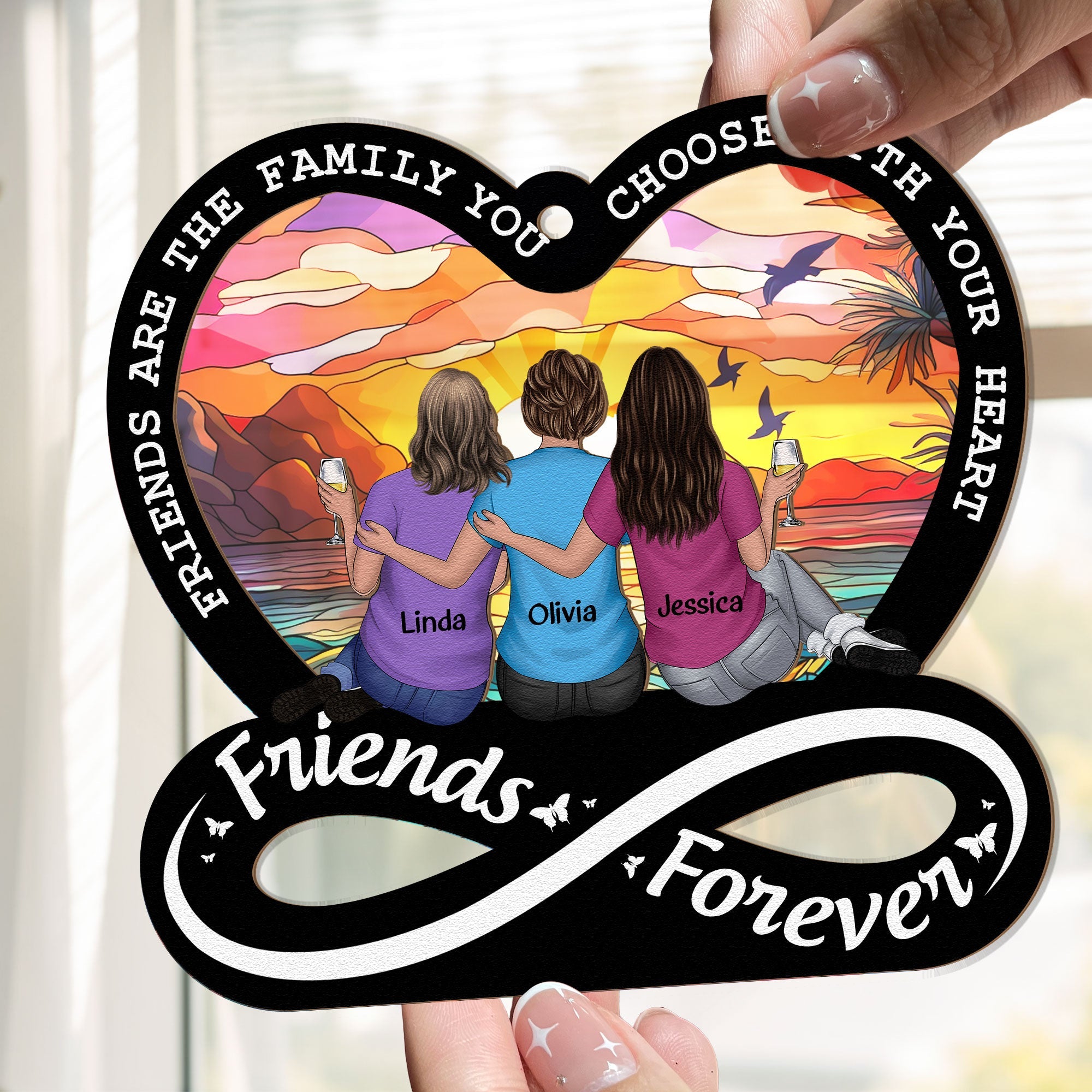 Friendship Forever Family Choose With Heart - Personalized Window ...