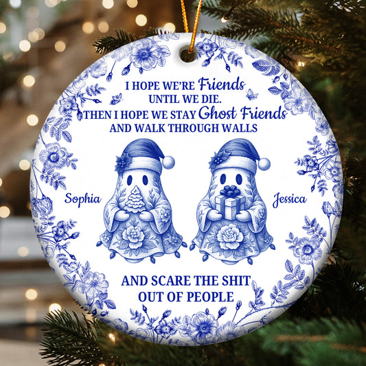Friendship Gift Christmas Toile De Jouy Ornament - Personalized Ceramic Ornament