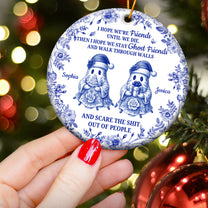 Friendship Gift Christmas Toile De Jouy Ornament - Personalized Ceramic Ornament