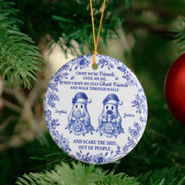 Friendship Gift Christmas Toile De Jouy Ornament - Personalized Ceramic Ornament
