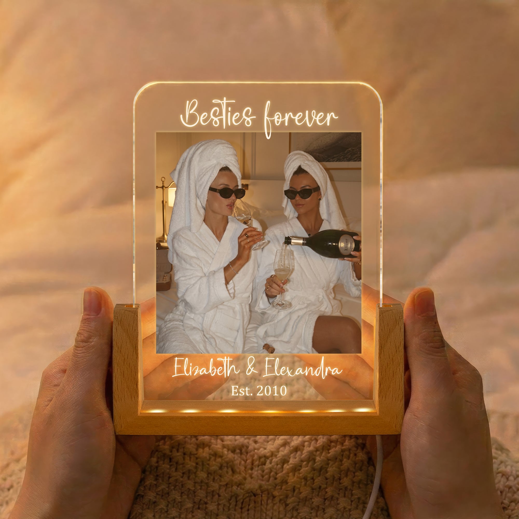 Friendship Gifts Custom Photo Love You Bestie - Personalized Night Light