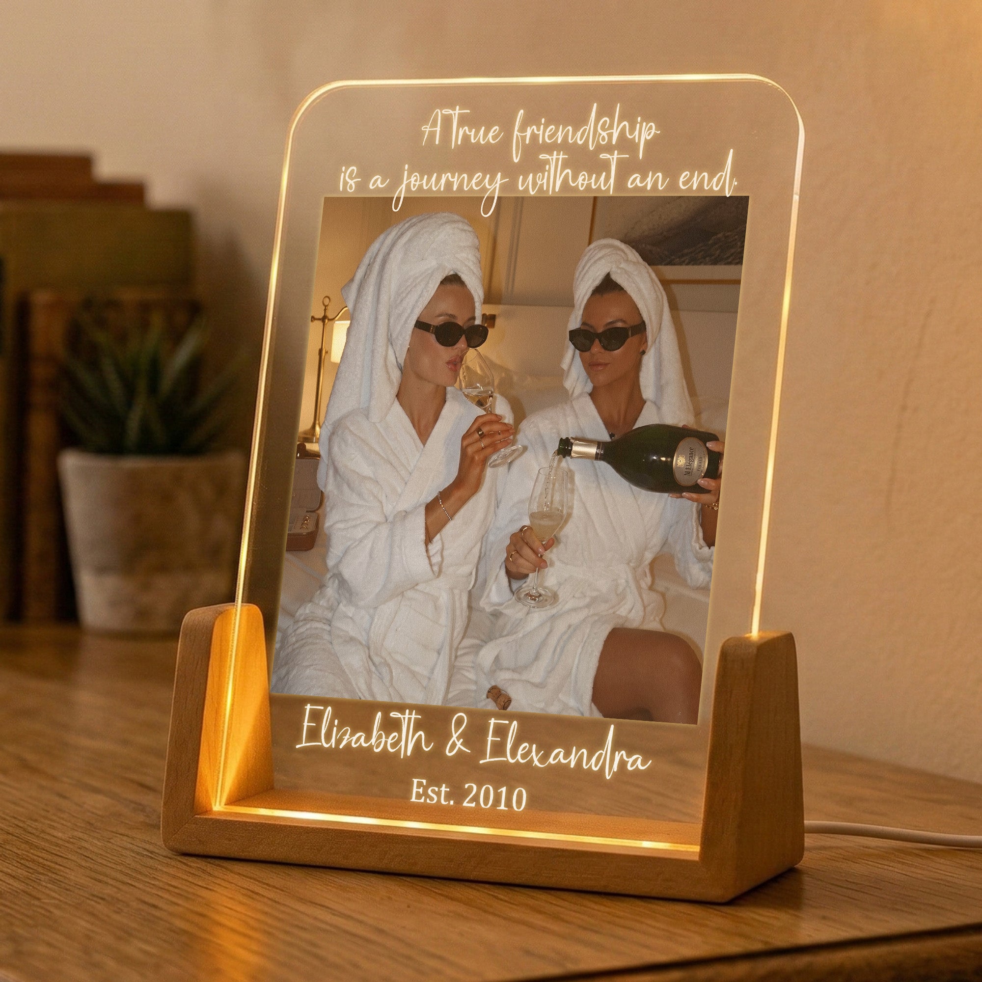 Friendship Gifts Custom Photo Love You Bestie - Personalized Night Light