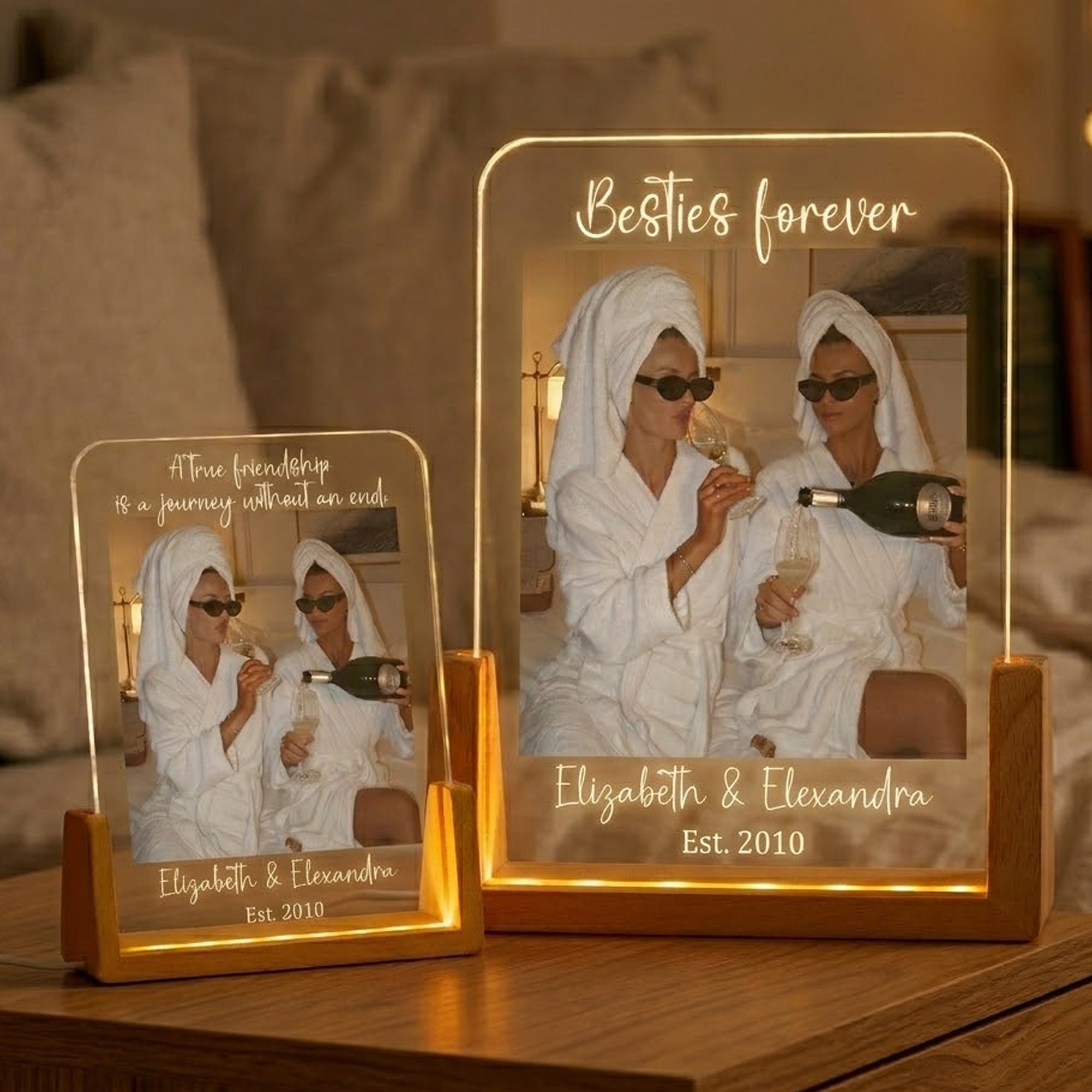 Friendship Gifts Custom Photo Love You Bestie - Personalized Night Light