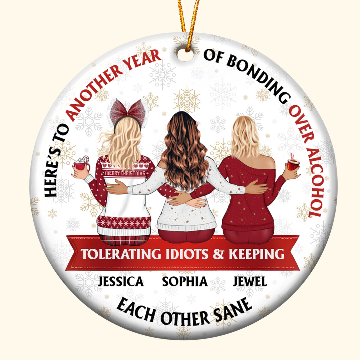 Friendship Here's To Another Year Of Bonding Over Alcohol - Personalized Ceramic Ornament