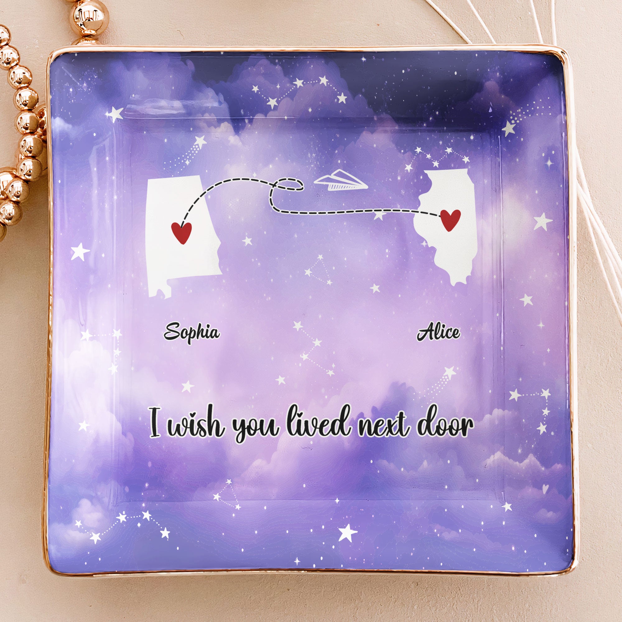 Friendship I Wish You Lived Next Door - Personalized Jewelry Dish