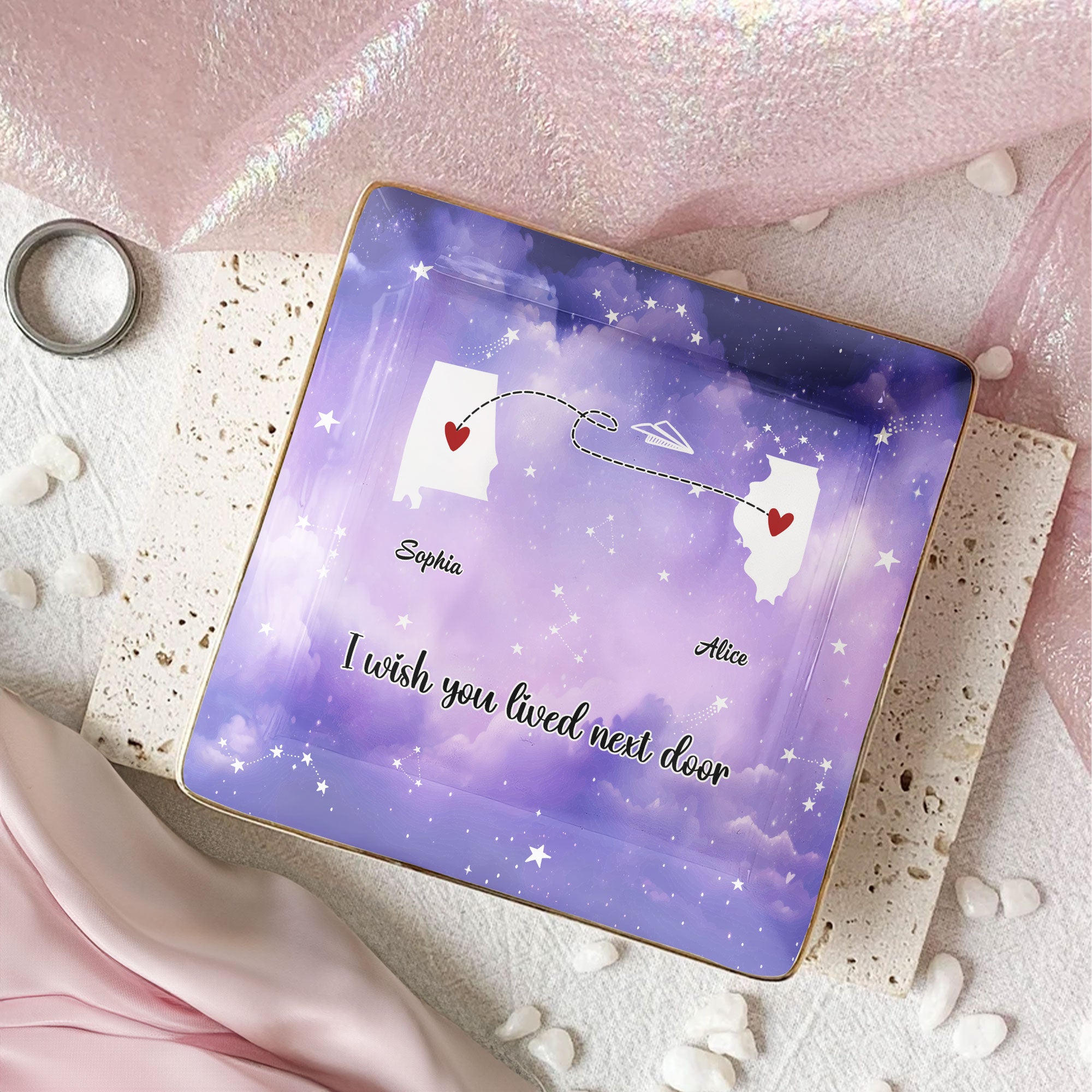 Friendship I Wish You Lived Next Door - Personalized Jewelry Dish
