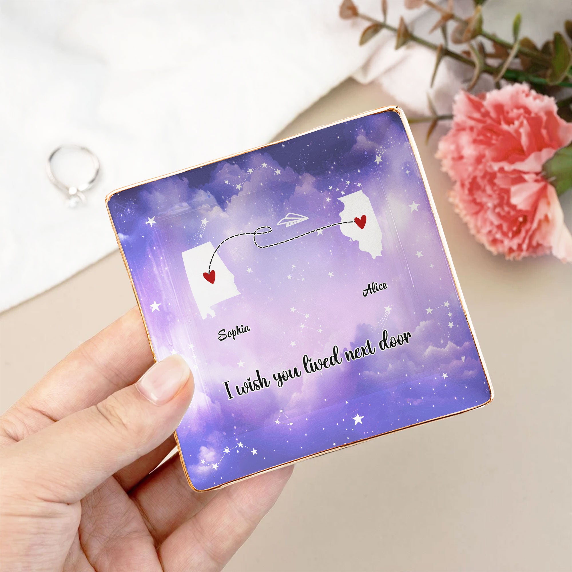 Friendship I Wish You Lived Next Door - Personalized Jewelry Dish