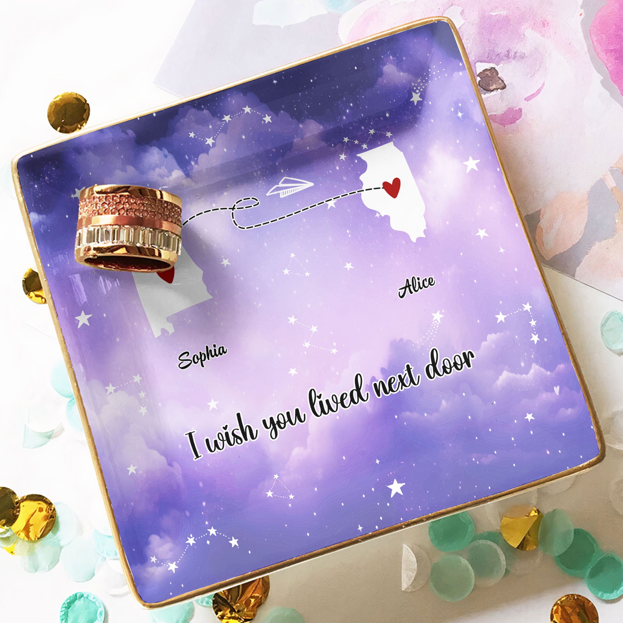 Friendship I Wish You Lived Next Door - Personalized Jewelry Dish