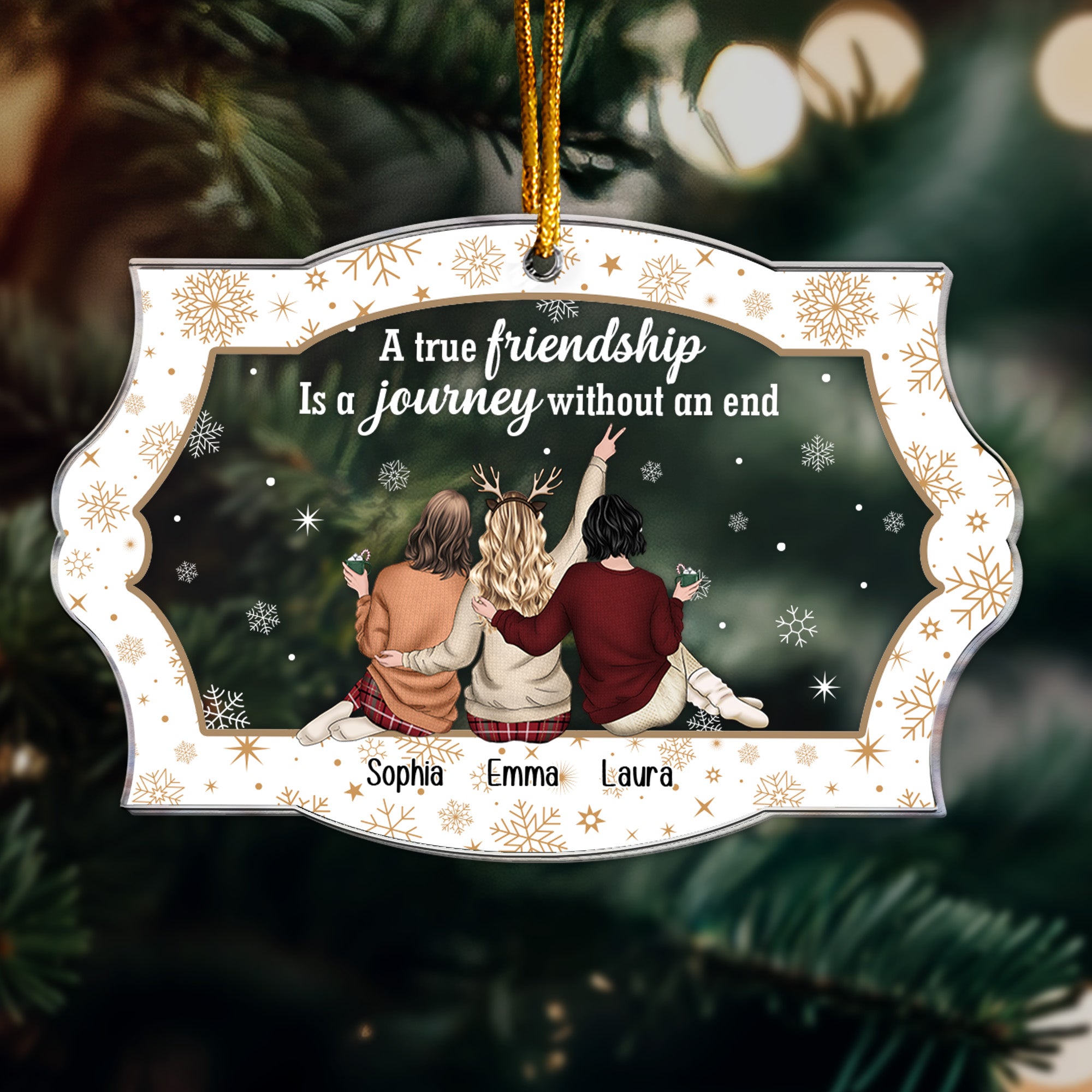 Friendship Is A Journey Without An End - Personalized Acrylic Ornament