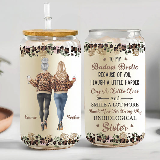 Friendship Laugh A Little Harder Cry A Little Less - Personalized Clear Glass Cup