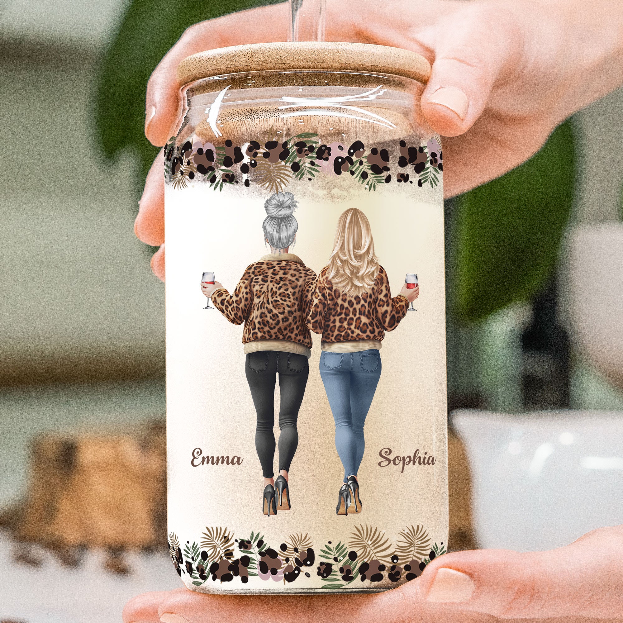Friendship Laugh A Little Harder Cry A Little Less - Personalized Clear Glass Cup