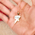 Friendship Puzzle Hearts - Personalized Heart Puzzle Name Necklace - Gift For Friend