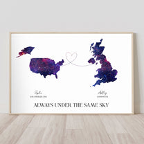 Friendship Star Map With Country - Always Under The Same Sky - Personalized Poster