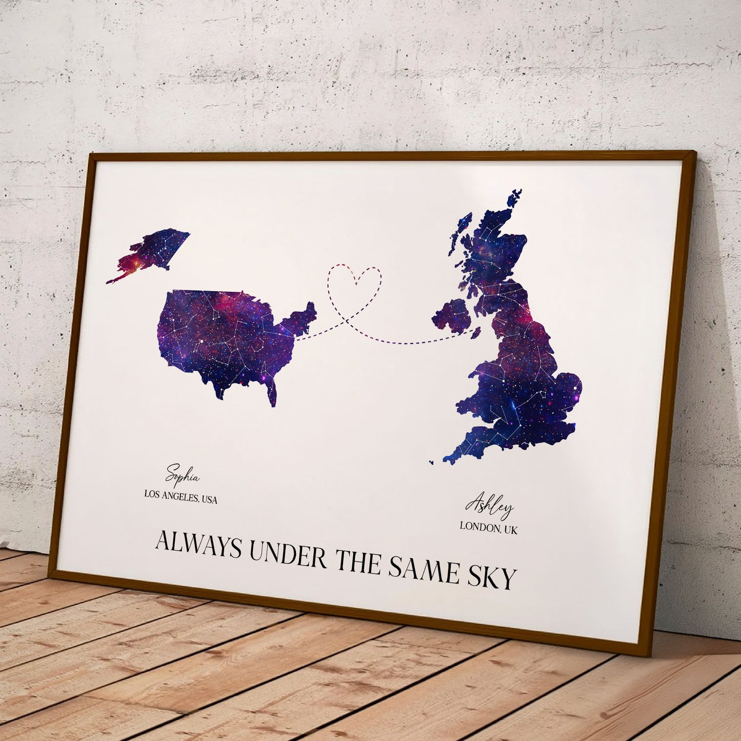 Friendship Star Map With Country - Always Under The Same Sky - Personalized Poster