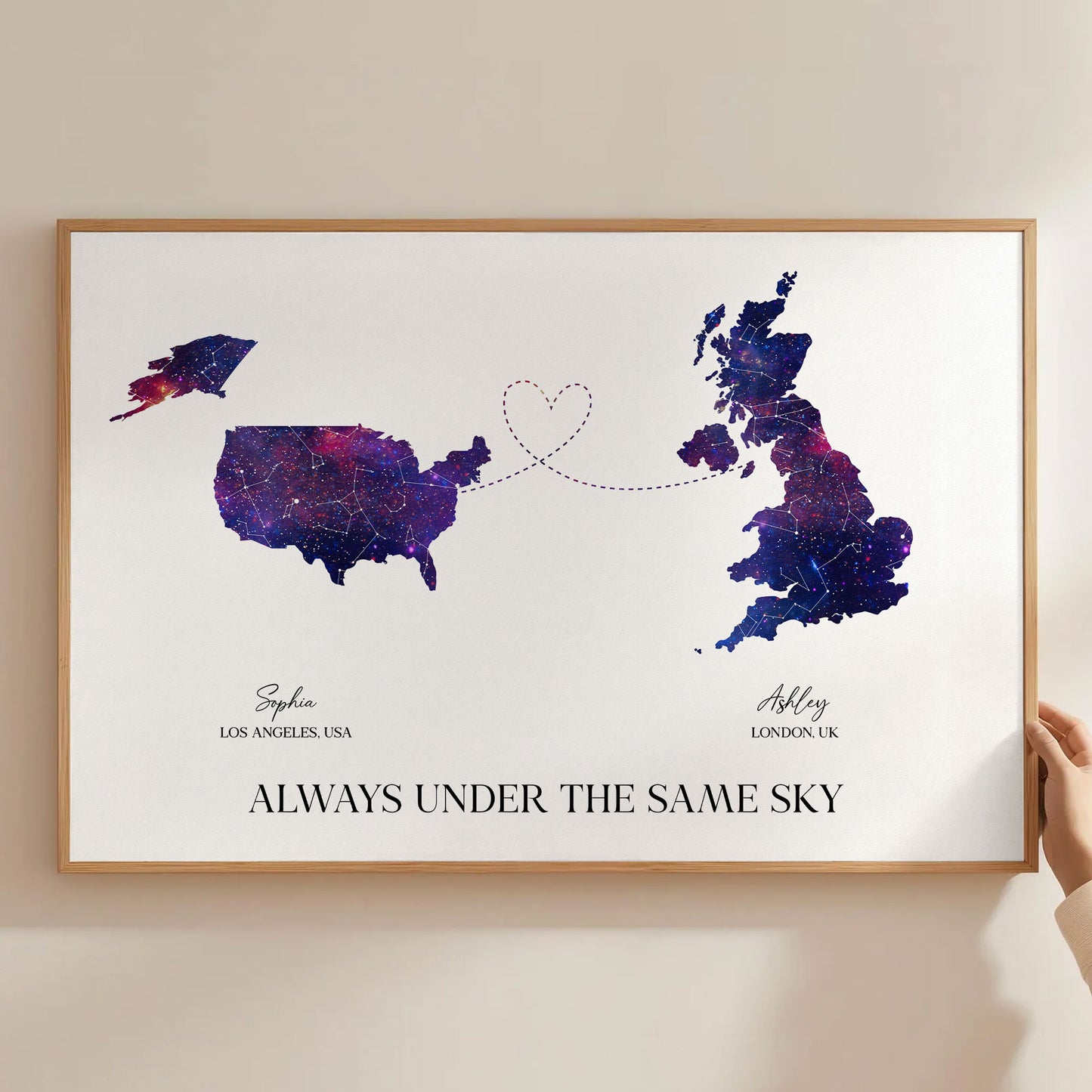 Friendship Star Map With Country - Always Under The Same Sky - Personalized Poster