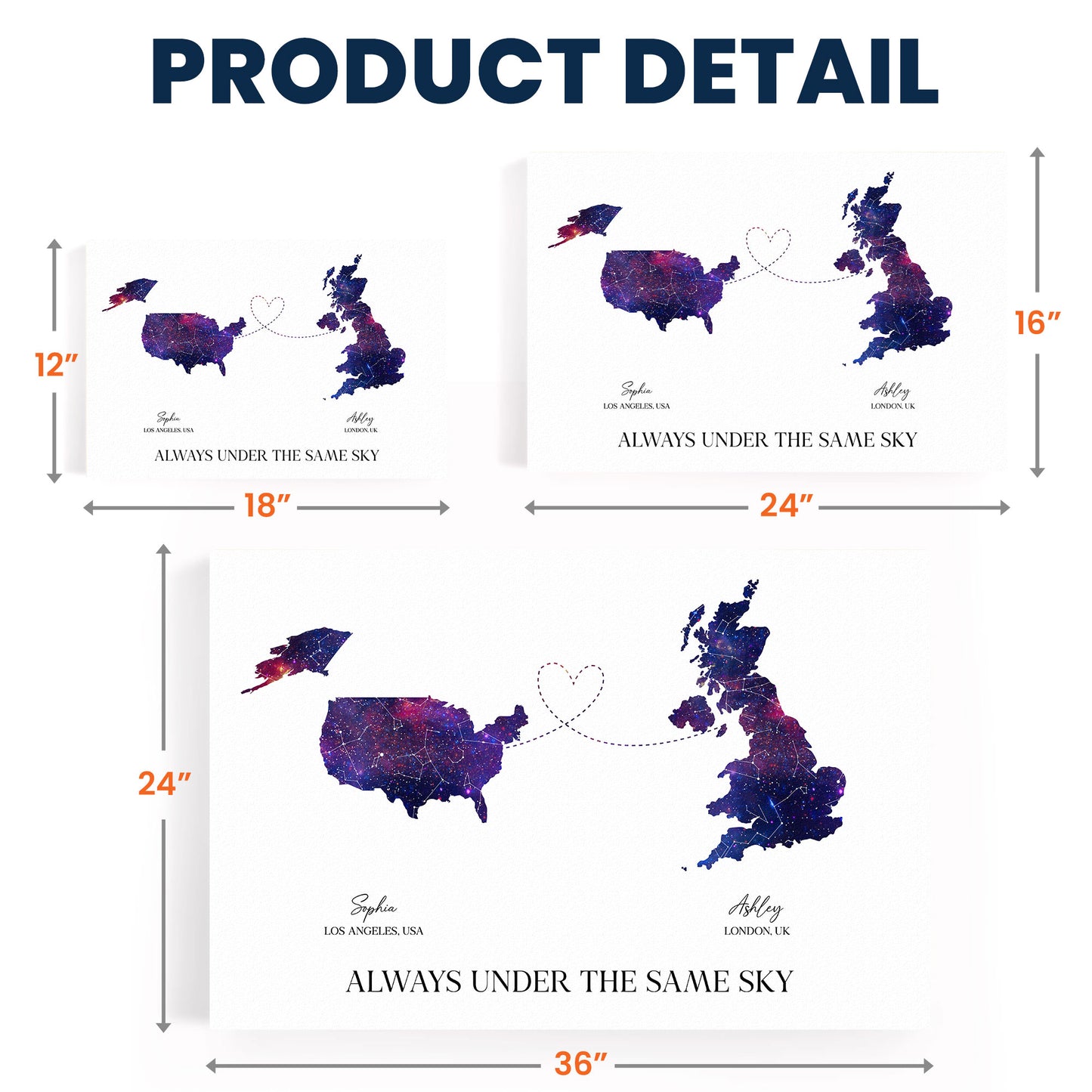 Friendship Star Map With Country - Always Under The Same Sky - Personalized Poster