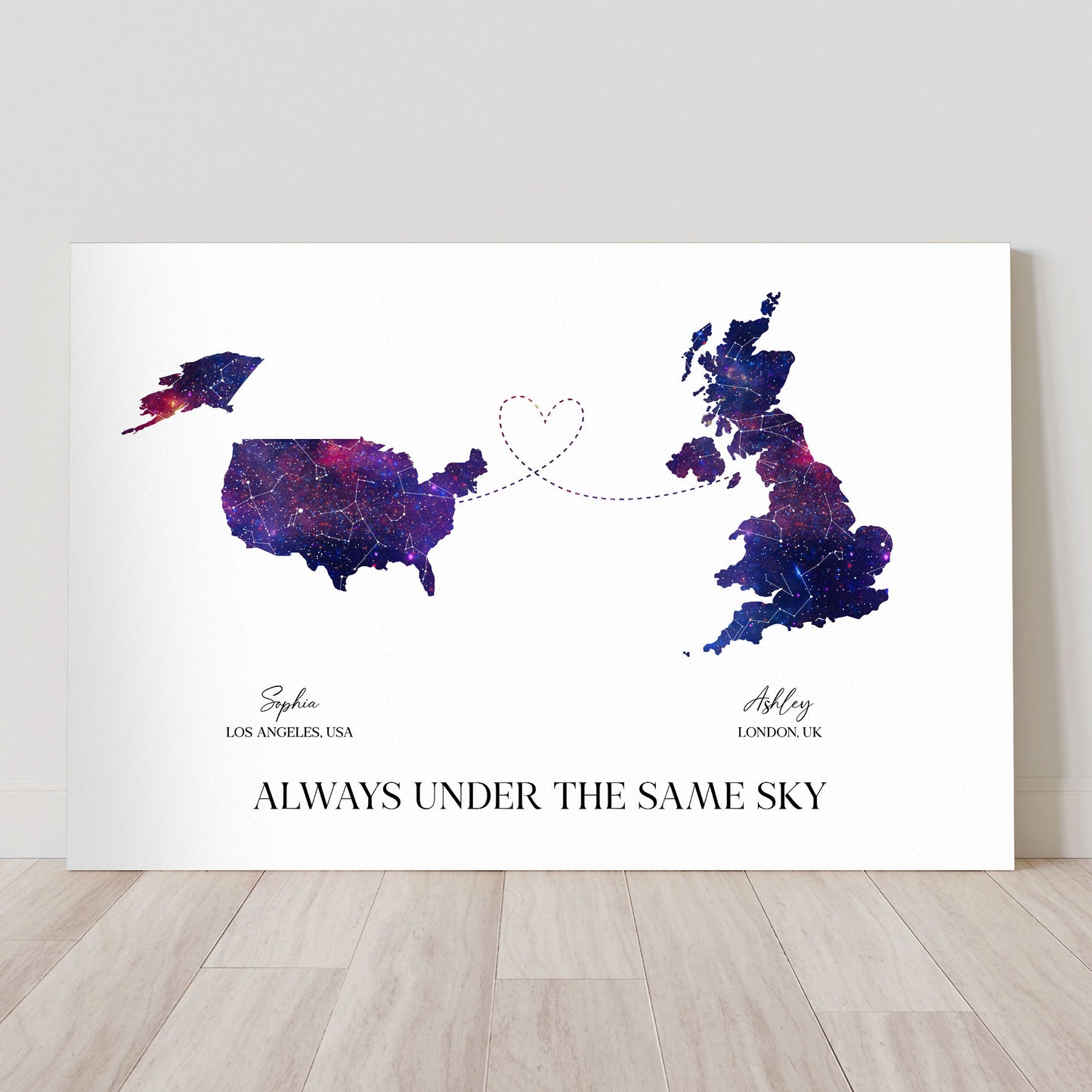 Friendship Star Map With Country - Always Under The Same Sky - Personalized Poster