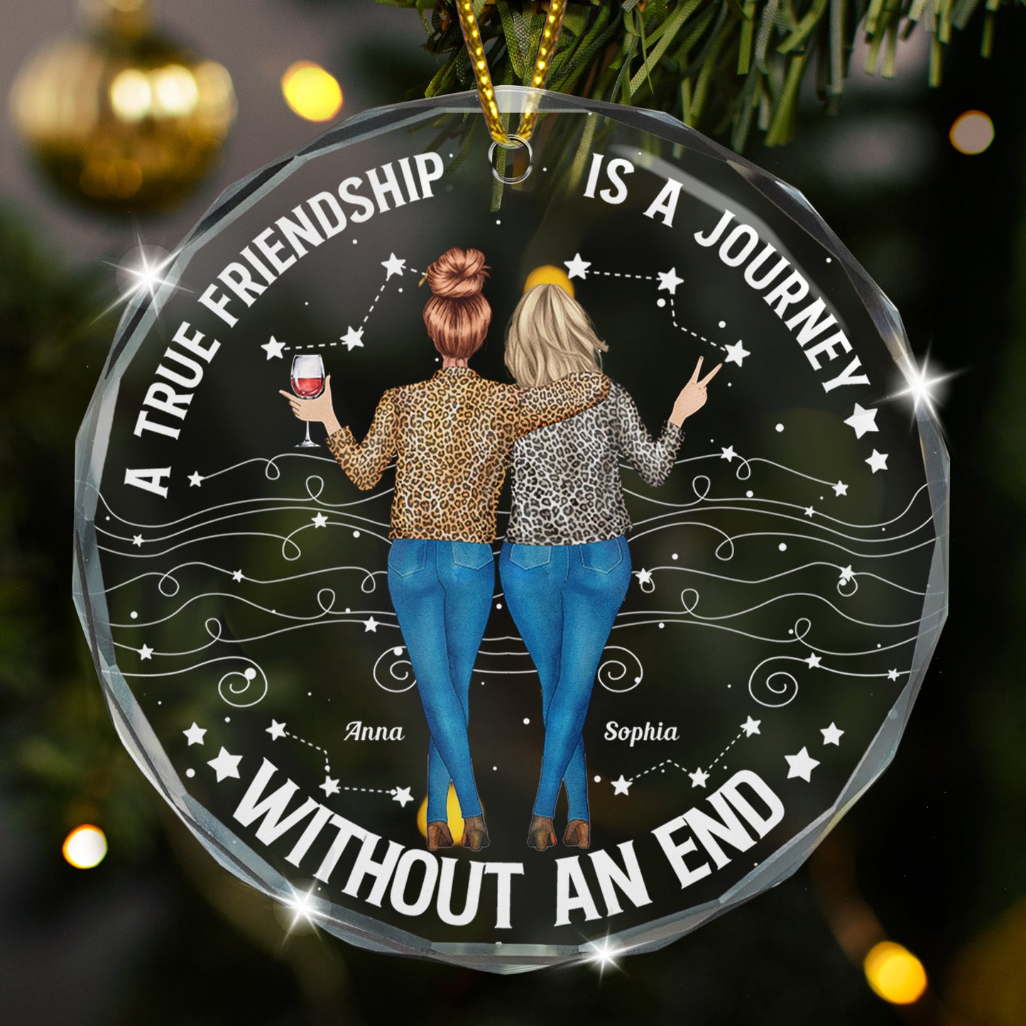 Friendship Thank You Gift For Sisters, Besties - Personalized Glass Ornament