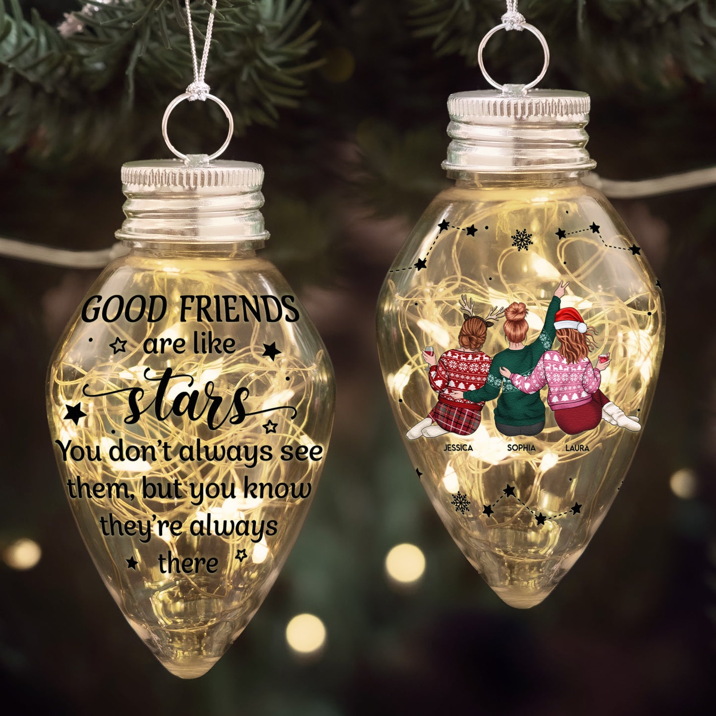 Friendship Thank You Gift Light Up Christmas Tree - Personalized LED Christmas Light