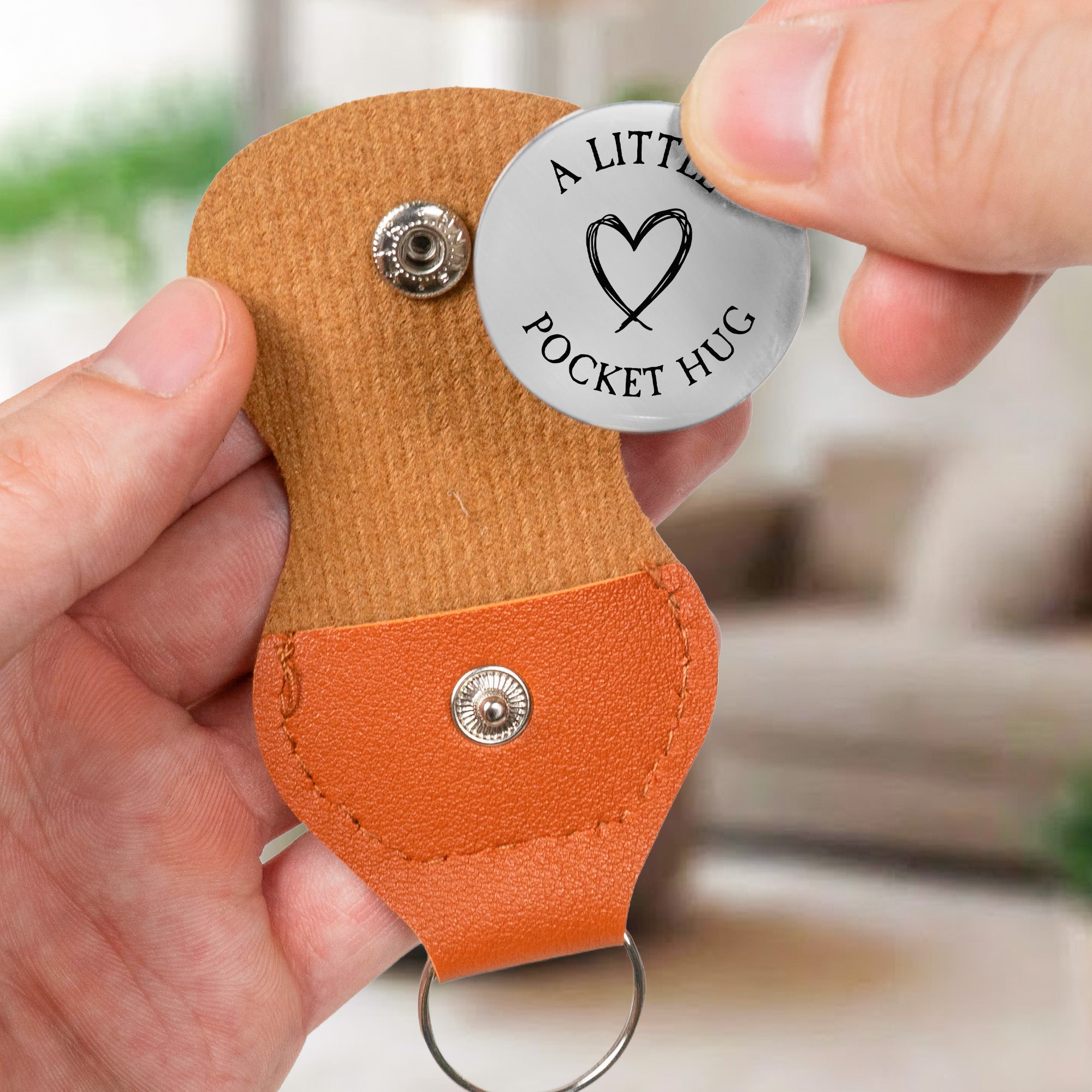 Friendship Thank You Gifts For Sisters, Besties - Custom Birth Flowers - Personalized Leather Pocket Hug