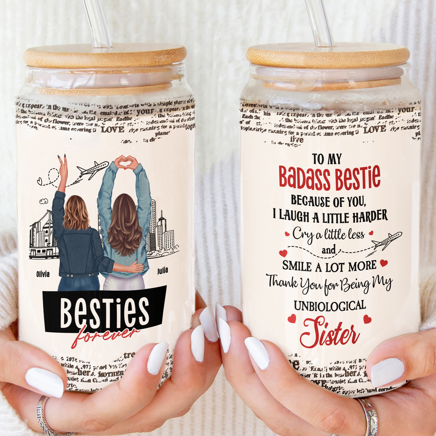 Friendship To My Badass Soul Sister - Personalized Clear Glass Cup