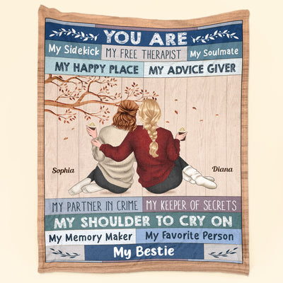 Friendship You Are My Sidekick My Partner In Crime Ver 2 - Personalized Blanket