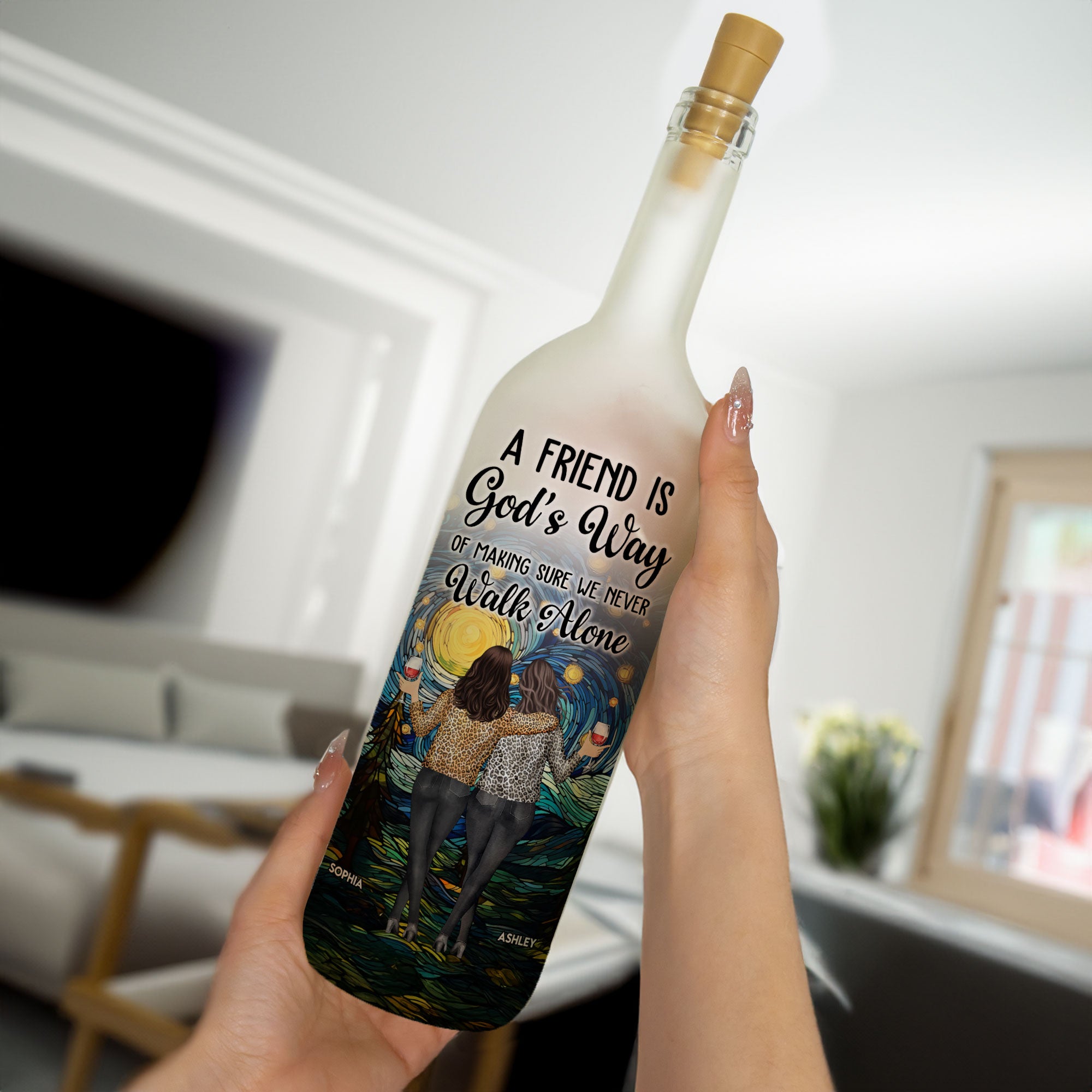 Friendship - We Never Walk Alone - Personalized Bottle Lamp