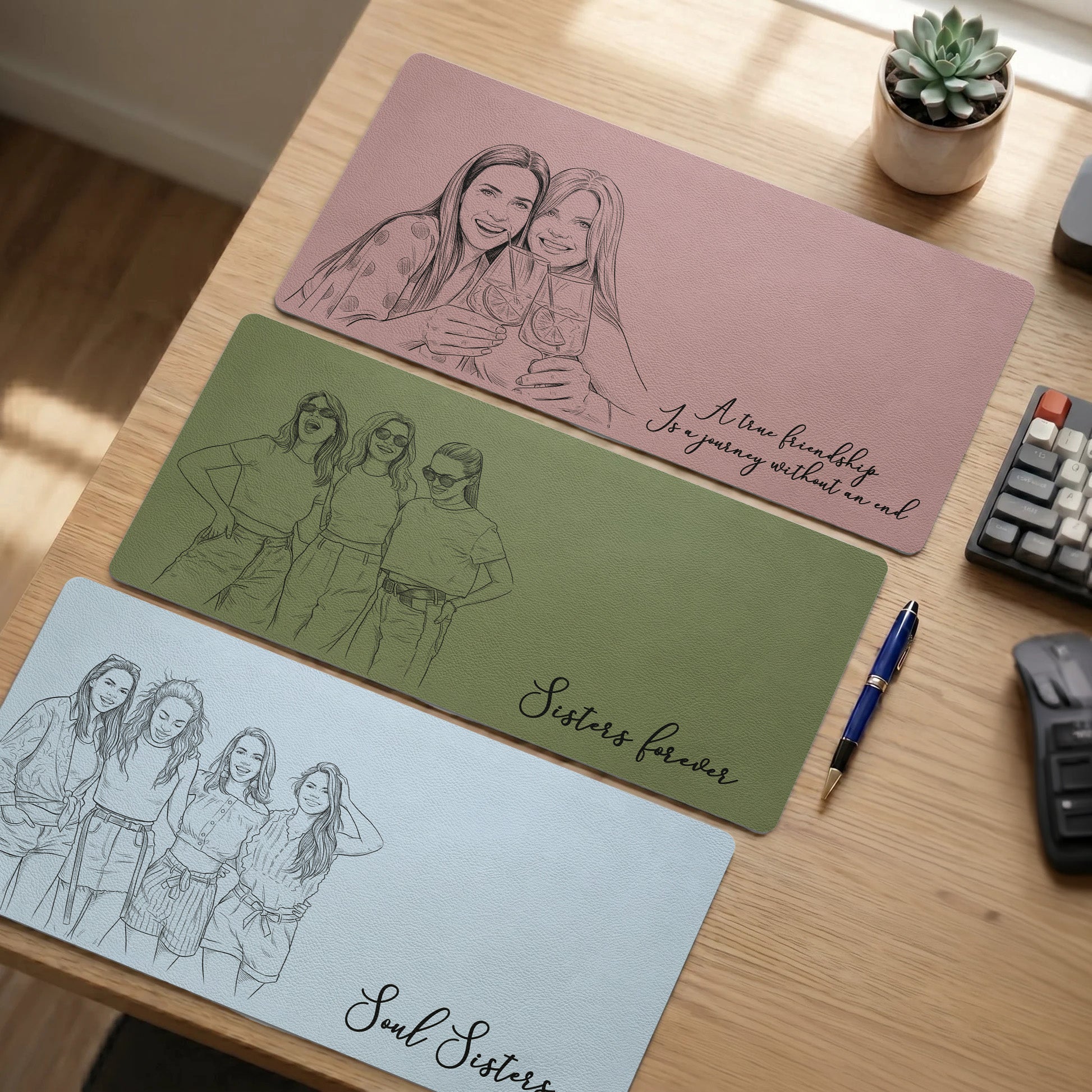 Friendship-Gift-Custom-Photo-Sketch-Line-Art-Personalized-Desk-Mat-1