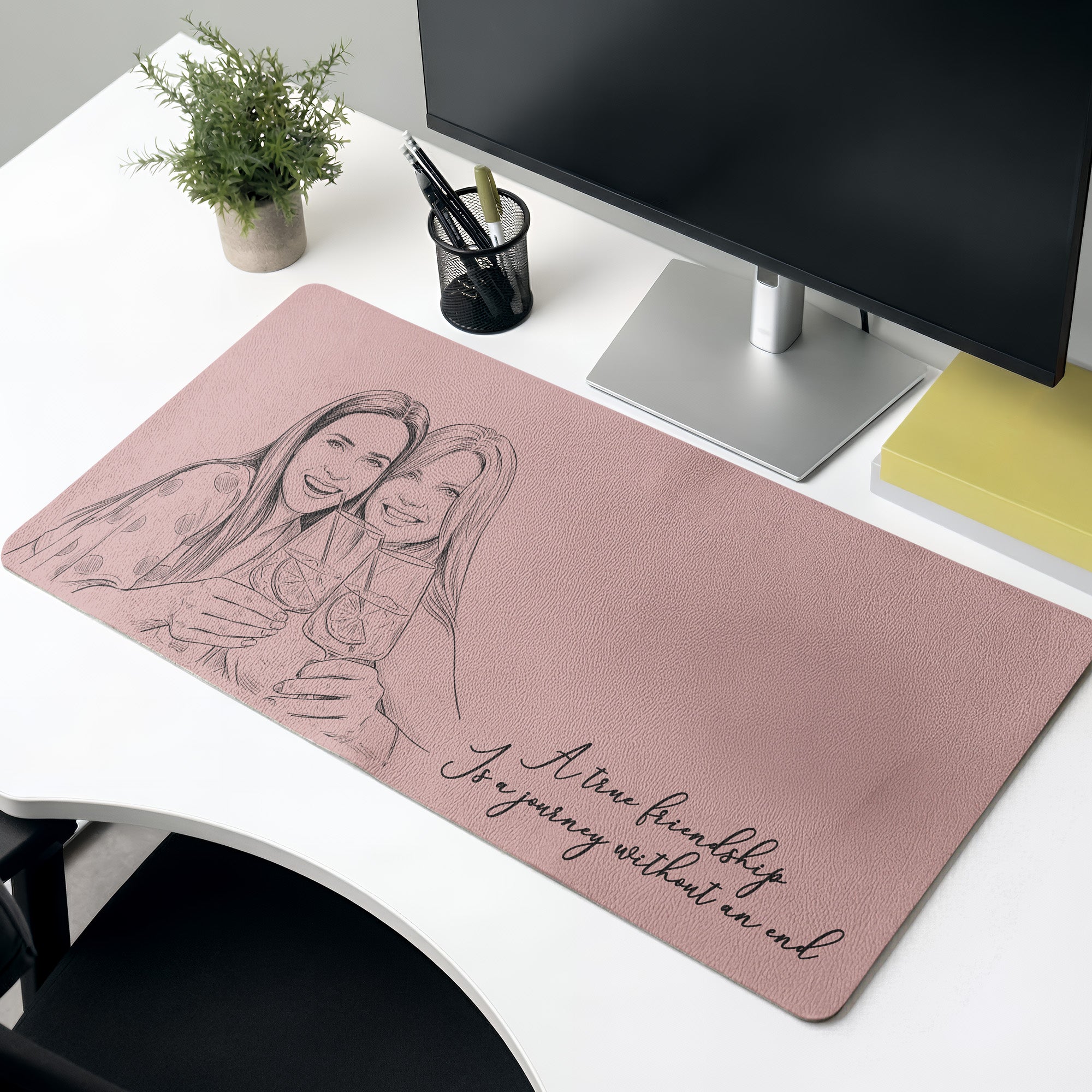 Friendship-Gift-Custom-Photo-Sketch-Line-Art-Personalized-Desk-Mat-2