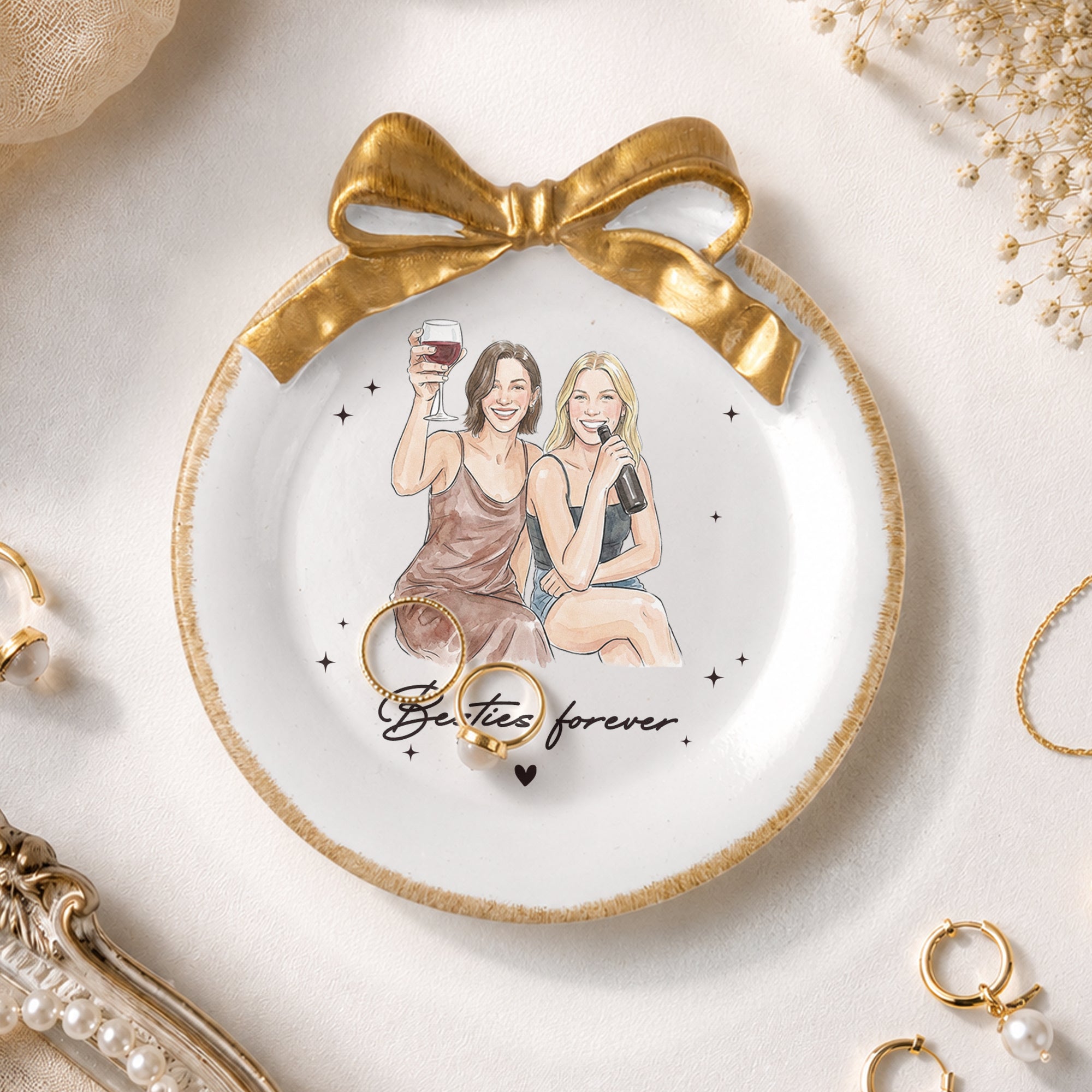 Friendship-Gift-Custom-Photo-Watercolor-Vintage-Style-Trinket-Dish-Personalized-Jewelry-Dish-2