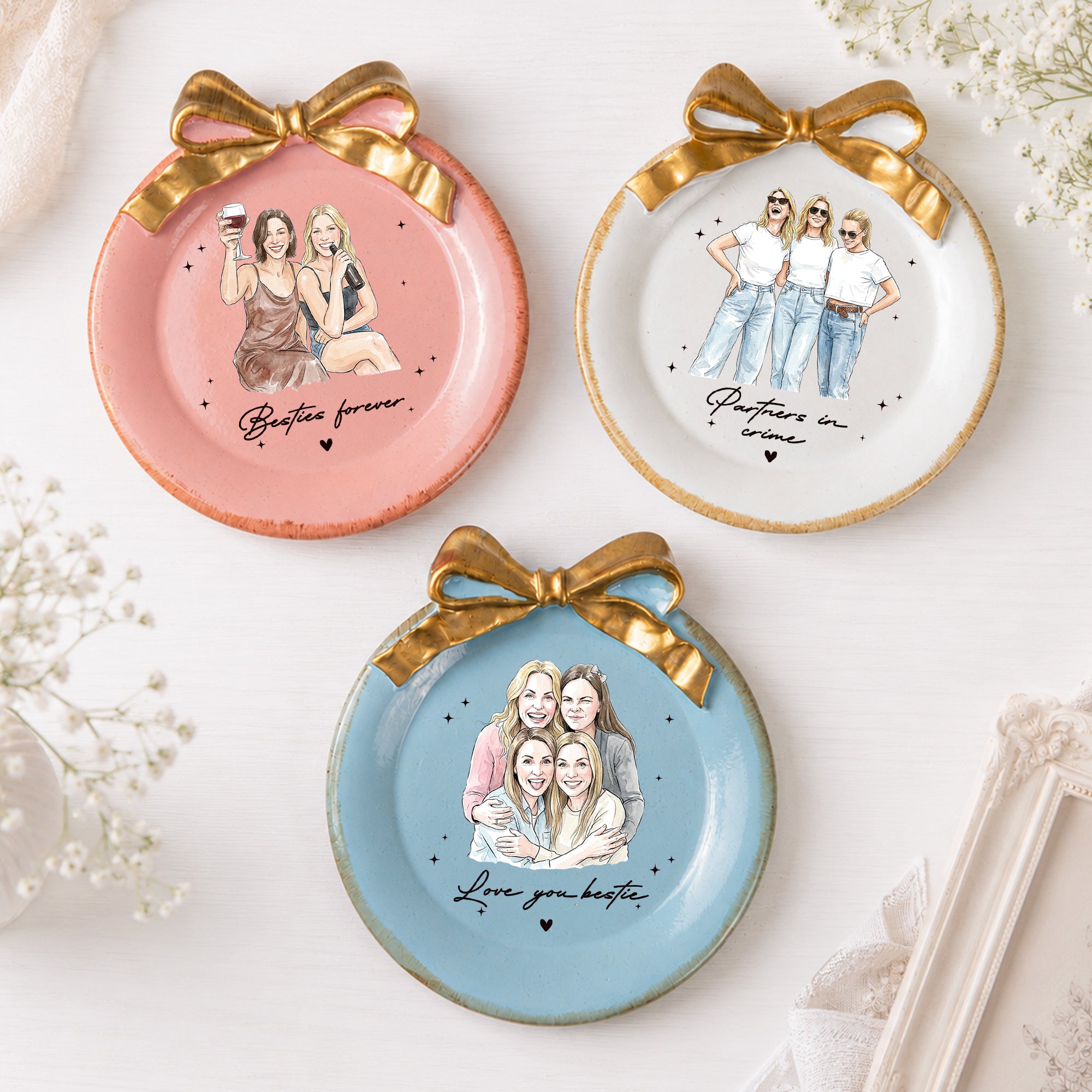 Friendship-Gift-Custom-Photo-Watercolor-Vintage-Style-Trinket-Dish-Personalized-Jewelry-Dish-4