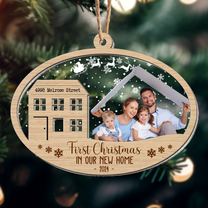 First Christmas New Home - Personalized Photo Wood And Acrylic Ornament