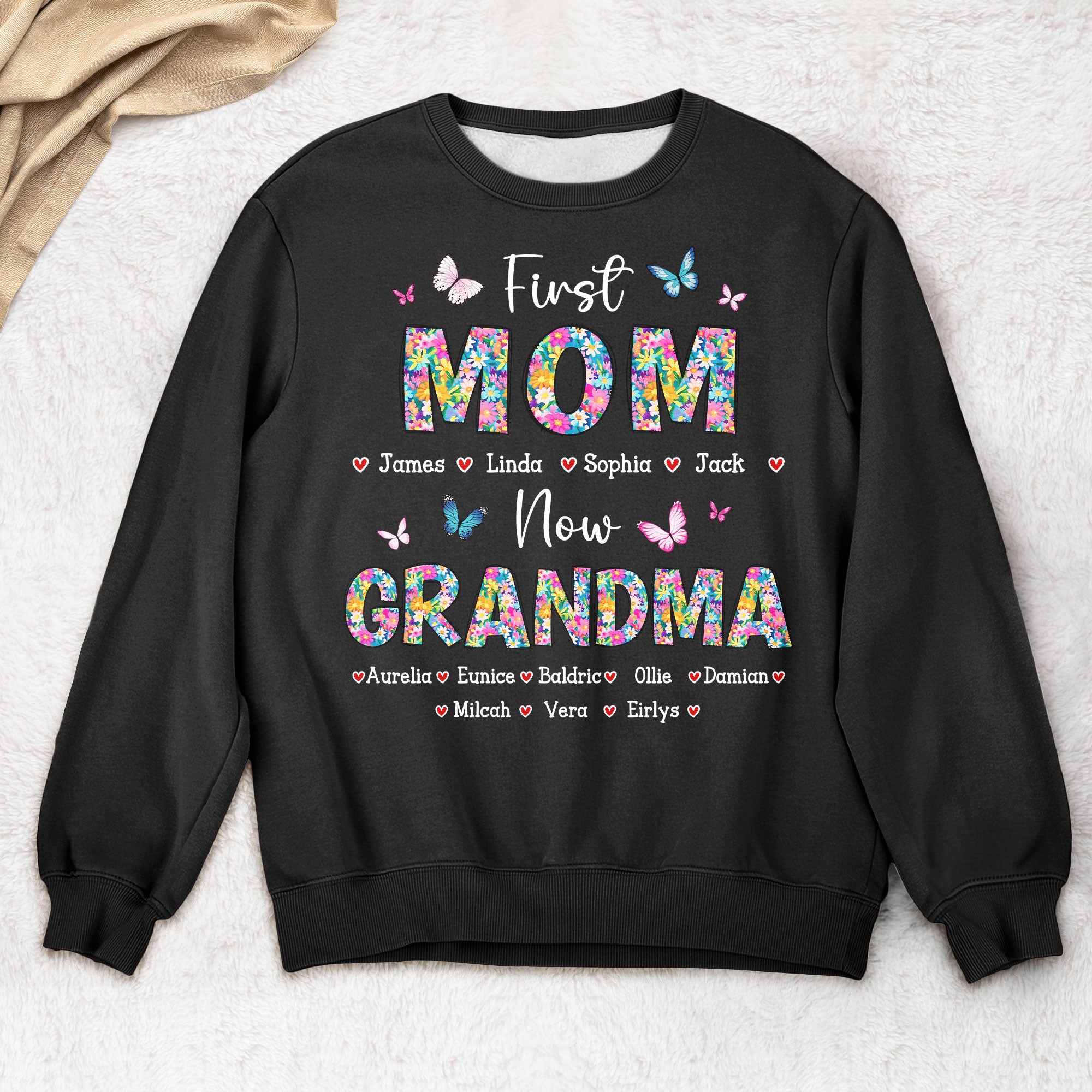 First Mom Now Grandma Floral - Personalized Shirt