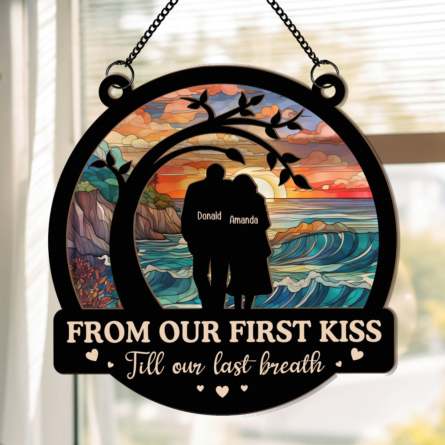 From Our First Kiss Anniversary Gift - Personalized Window Hanging Suncatcher Ornament