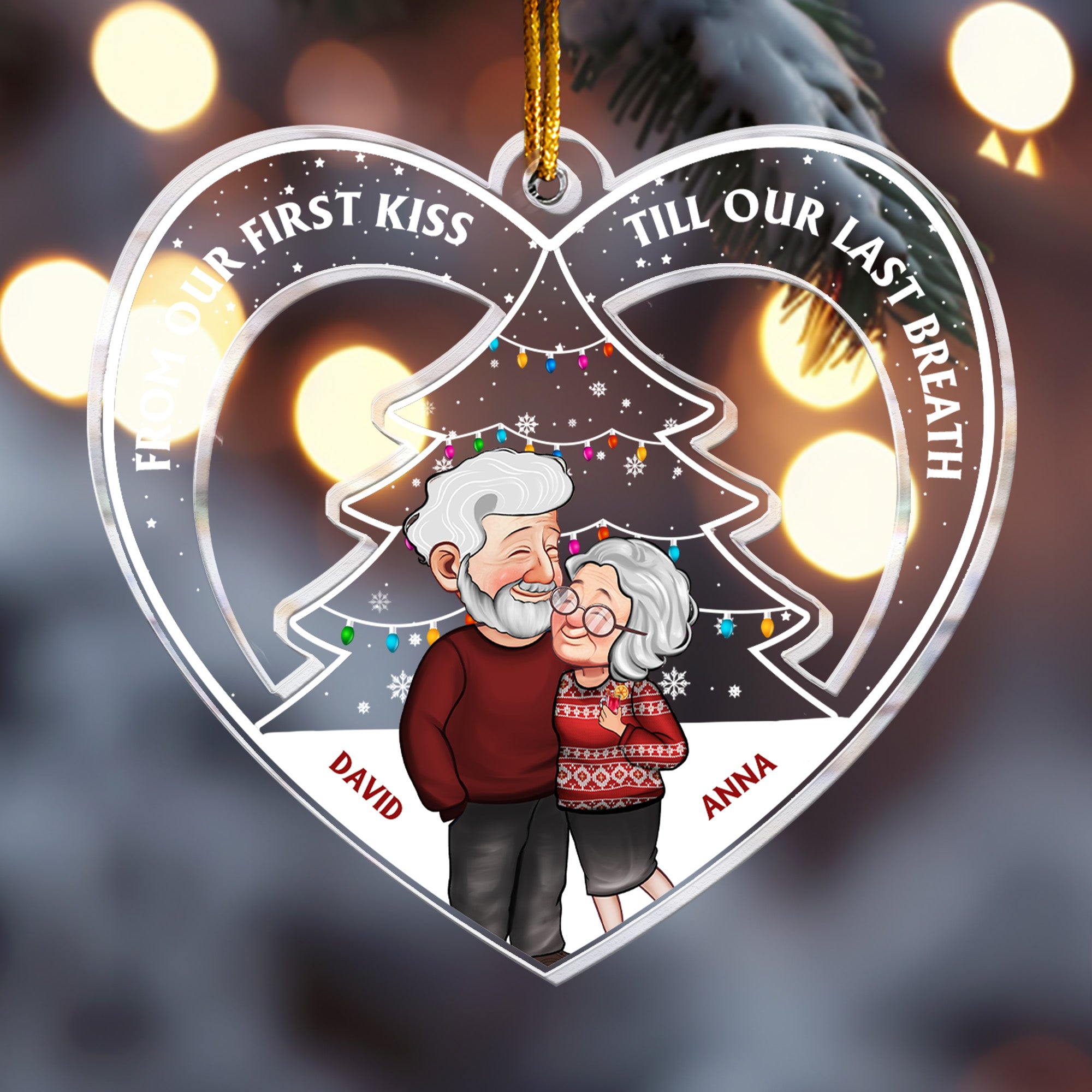 From Our First Kiss Christmas Couple -  Personalized Acrylic Ornament