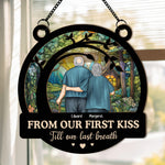 From Our First Kiss Old Couple - Personalized Window Hanging Suncatcher Ornament